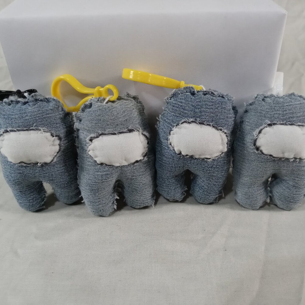 Handmade Bundle Mini Denim Style Among Us Keychain Plush *NEW*